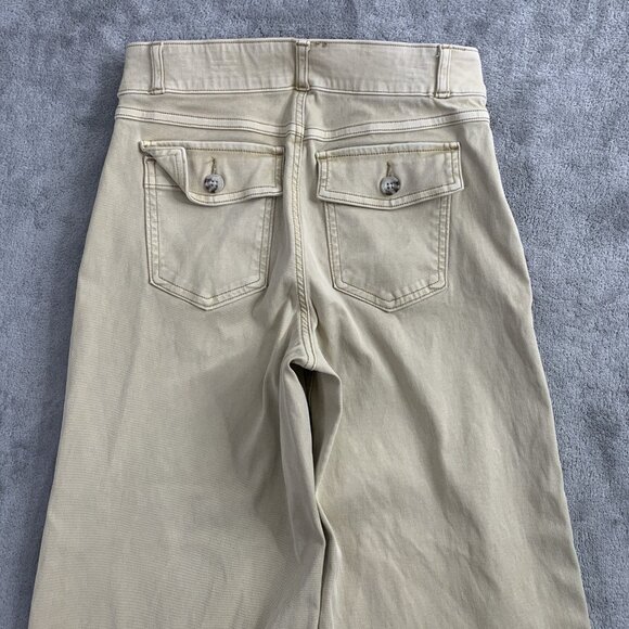 Spanx Pants Women's Size Medium Beige Stretch Twill Cropped Wide Leg Pockets 23” - Picture 13 of 13